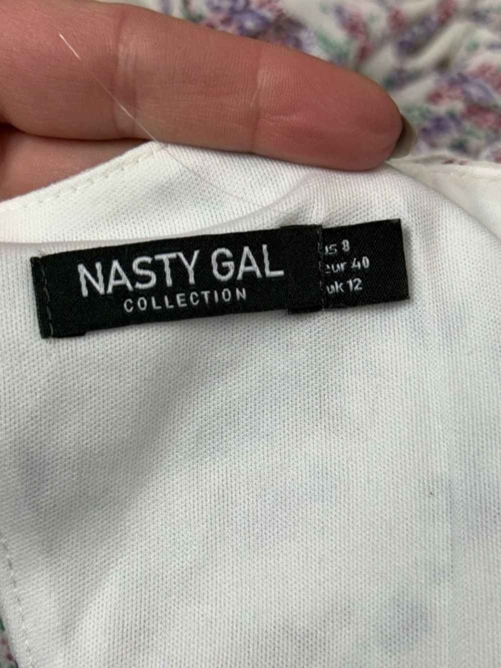 Nasty Gal Ditsy Floral Maxi Dress V Neck Puff Sleeve Slit Size 8 in Lavender - Picture 3 of 11